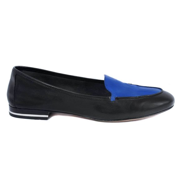 MICHAEL KORS Blue & Black Leather Jeslyn Colorblock Loafer Flats - Picture 1 of 8
